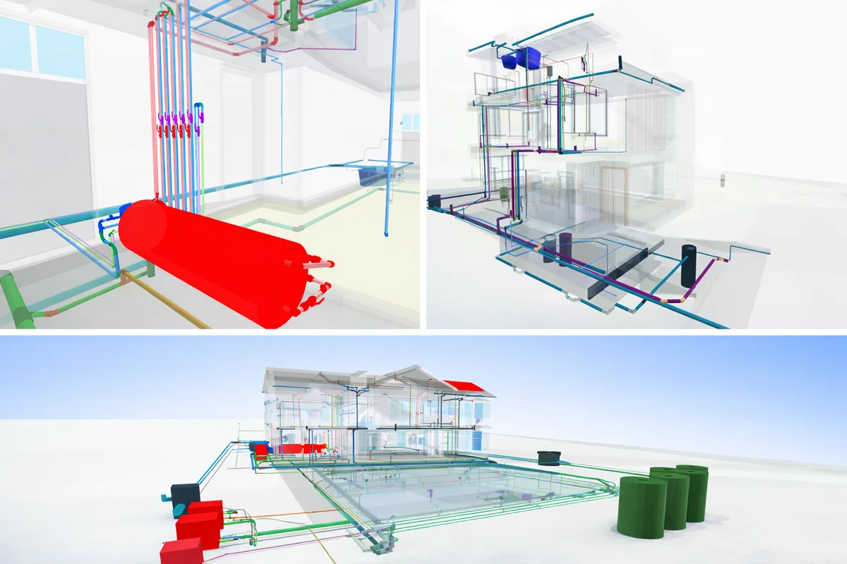 Modelo 3D hidrossanitário BIM