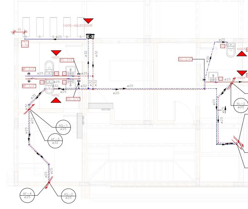 Projeto hidrossanitário - isométricas