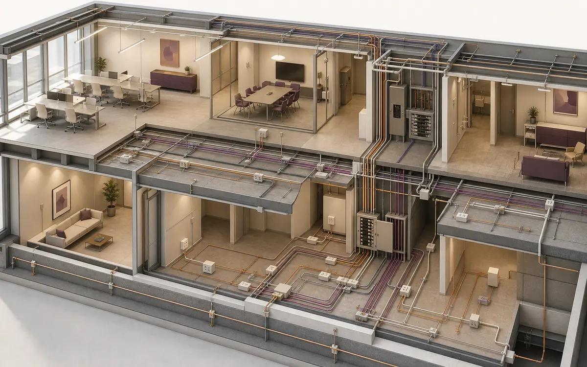 Quadros e infraestrutura. Percursos dimensionados para cada ambiente e uso.